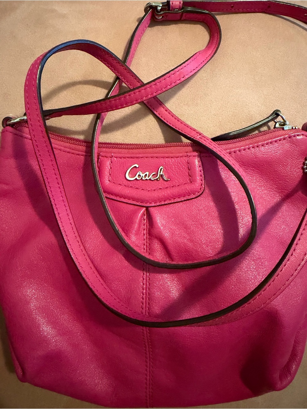 Coach Hot Pink Leather Shoulder Bag
